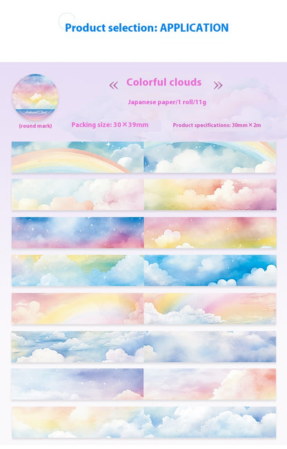 Japanese Paper Sky Theme Journal Stickers Tape