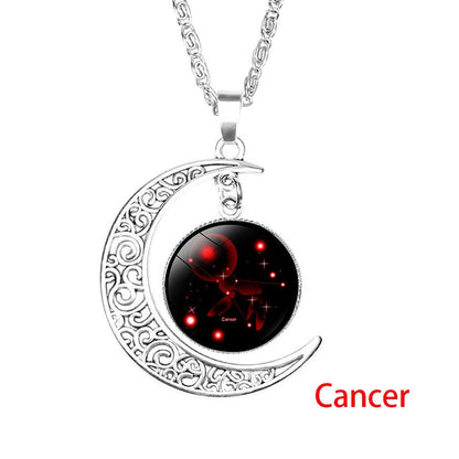 Glass Cabochon Zodiac Sign Pendant Necklace | Astrology Jewelry