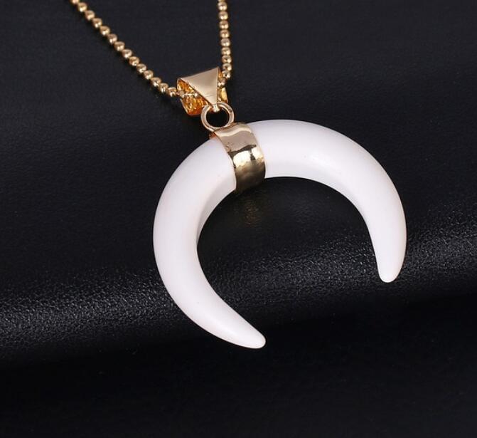 Natural Stone Half Moon Necklace | Purple & Pink