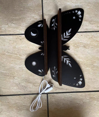 Boxwood Luna Moth Lamp Shelf | Crystal Decor, Living Room