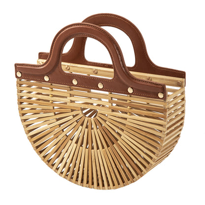 Bamboo Woven Beach Bag | Handheld, Grass Material