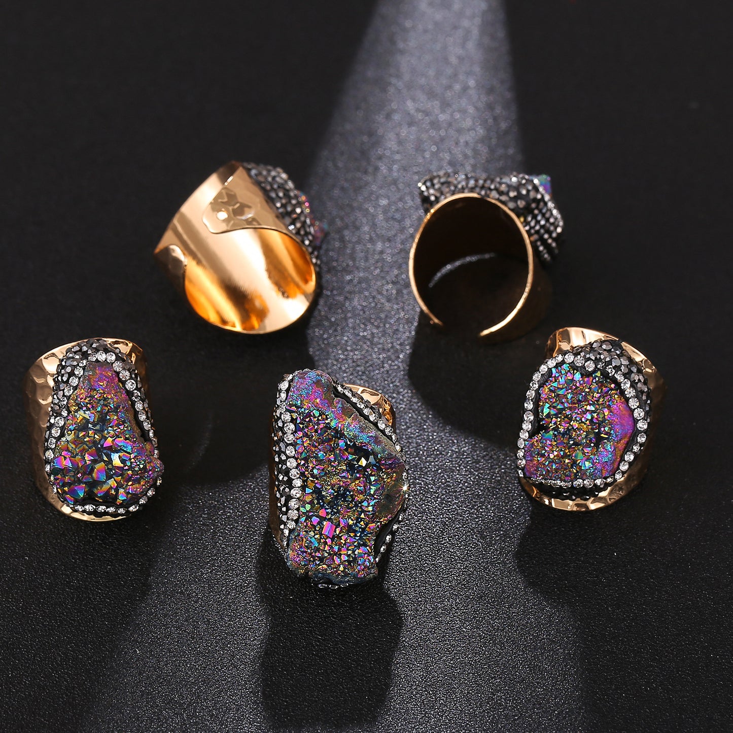Crystal Cluster Ring | Gold-Plated, Handmade Jewelry