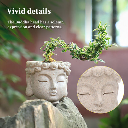 Resin Buddha Head Flower Pot | Small Succulent Planter