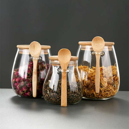 Glass Spice Jar | Bamboo Lid, Food Storage Container