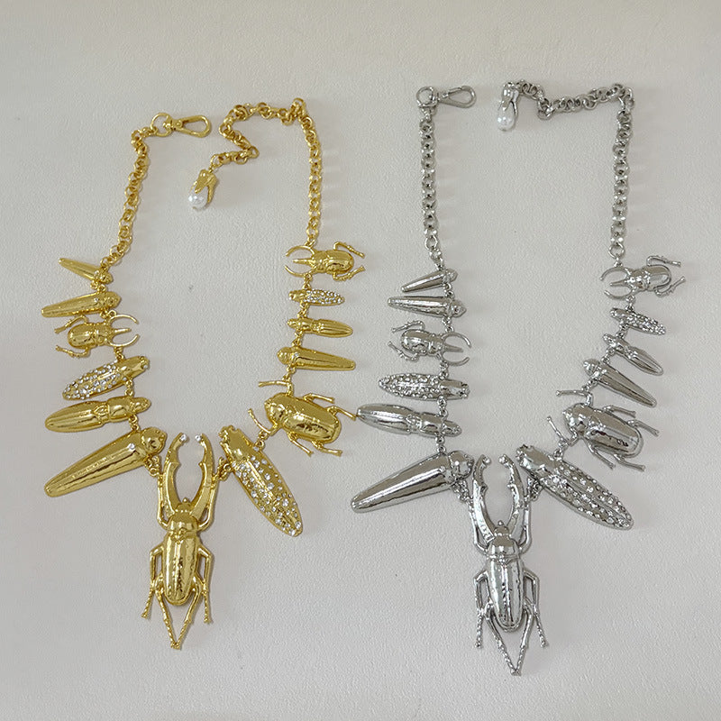Alloy Rhinestone Insect Choker Necklace | Bold Statement