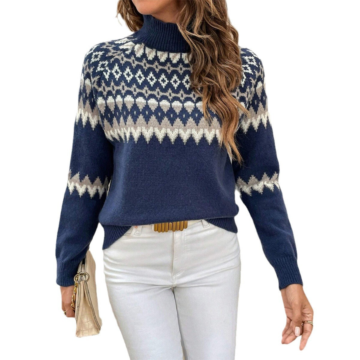 Versatile Knitted Sweater Base Sweater Half High Collar Sweater