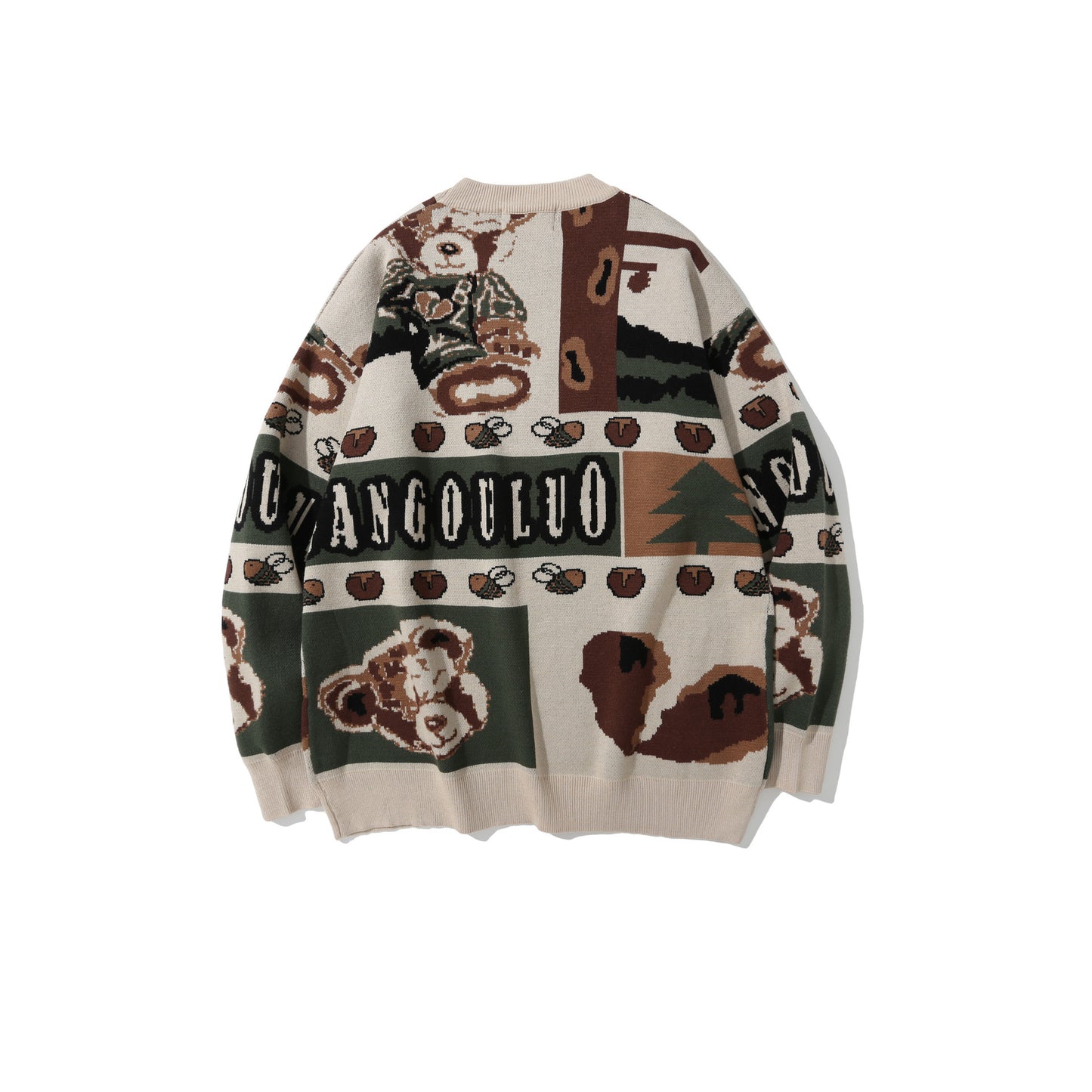 Blended Fiber Jacquard Sweater | Apricot, Green