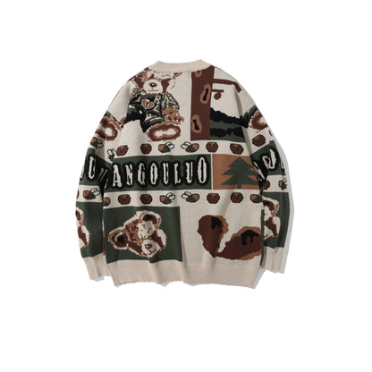 Blended Fiber Jacquard Sweater | Apricot, Green