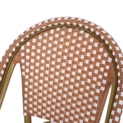 Aluminum Frame Wicker Bar Stool | Rust, Set of 2