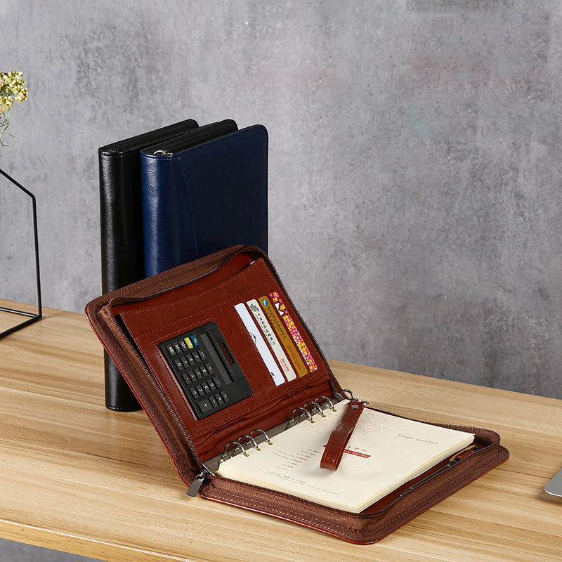 NovaOffice A5 Zipper Folder With 8 Digit Calculator Black