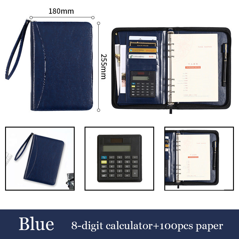 NovaOffice A5 Zipper Folder With 8 Digit Calculator Black