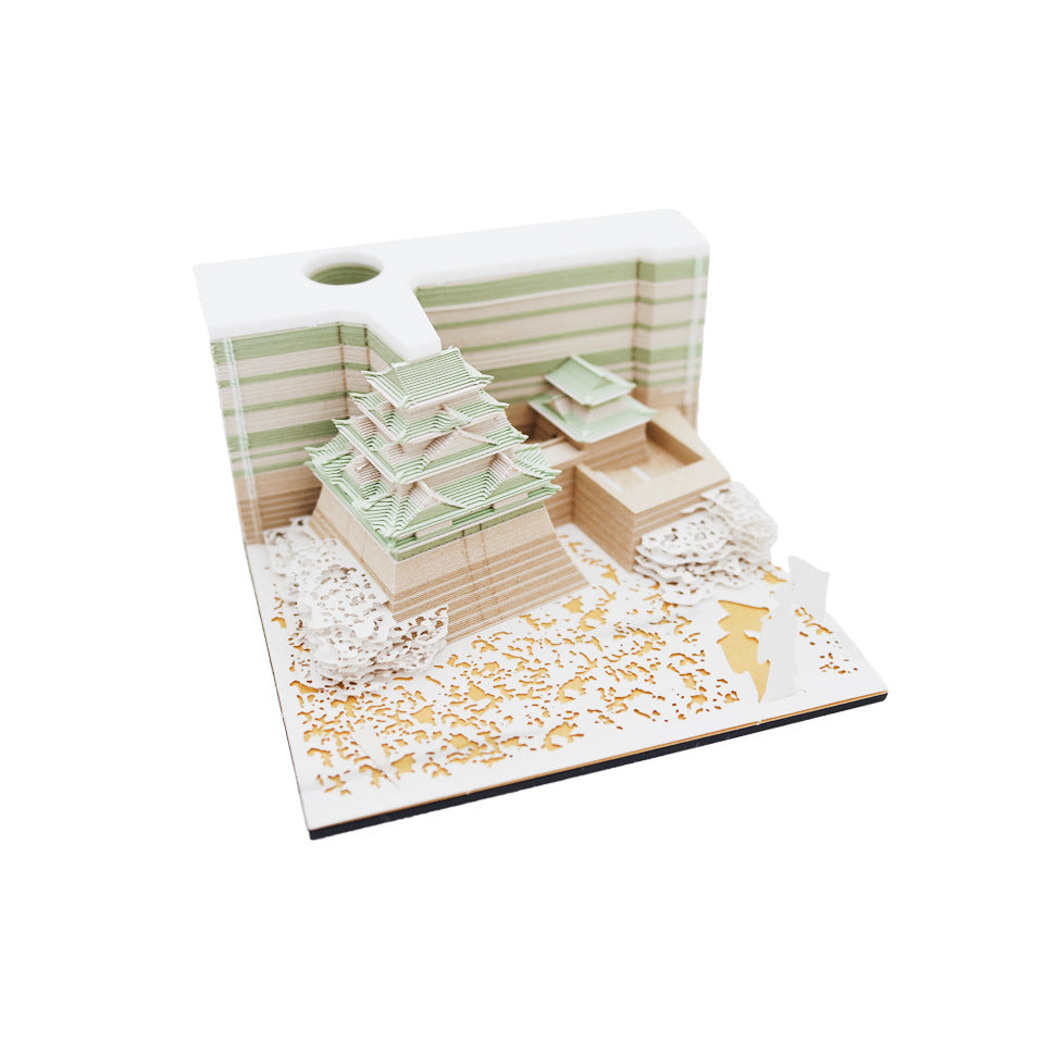 3D Architectural Paper Notepad — Japanese Pagoda Scene