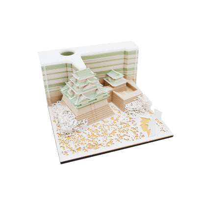 3D Architectural Paper Notepad — Japanese Pagoda Scene