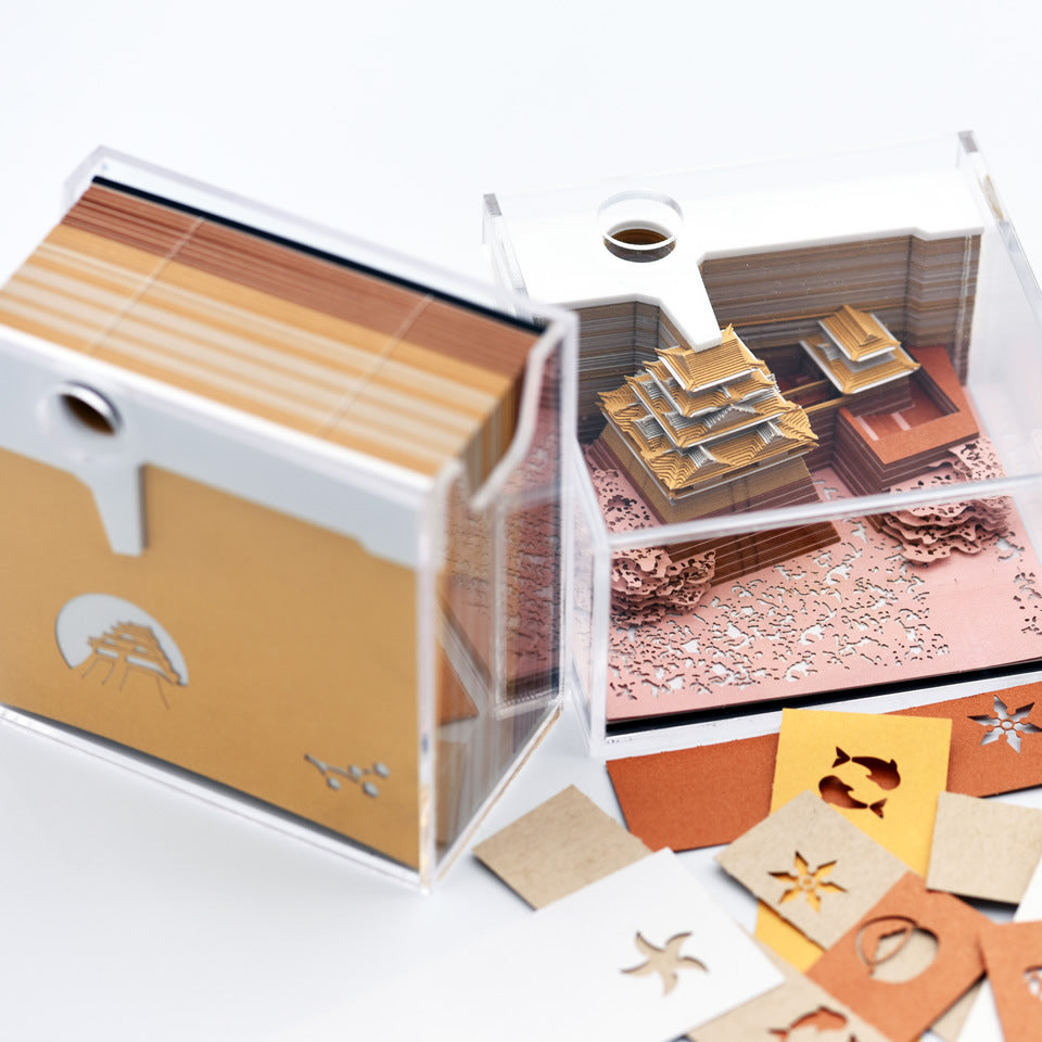 3D Architectural Paper Notepad — Japanese Pagoda Scene