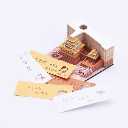 3D Architectural Paper Notepad — Japanese Pagoda Scene
