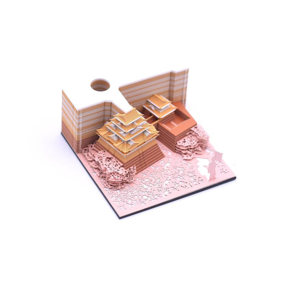 3D Architectural Paper Notepad — Japanese Pagoda Scene