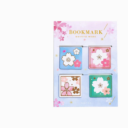 Cherry Blossom Magnetic Bookmarks — Set of 4