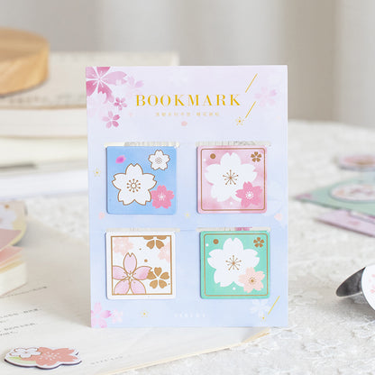 Cherry Blossom Magnetic Bookmarks — Set of 4