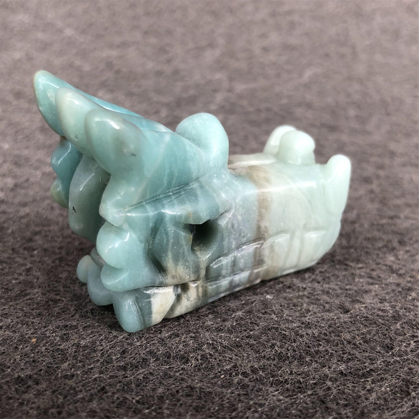 Tianhe Stone Dragon Head Figurine | Blue, 2 Inch