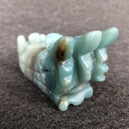 Tianhe Stone Dragon Head Figurine | Blue, 2 Inch