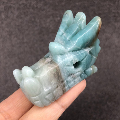 Tianhe Stone Dragon Head Figurine | Blue, 2 Inch