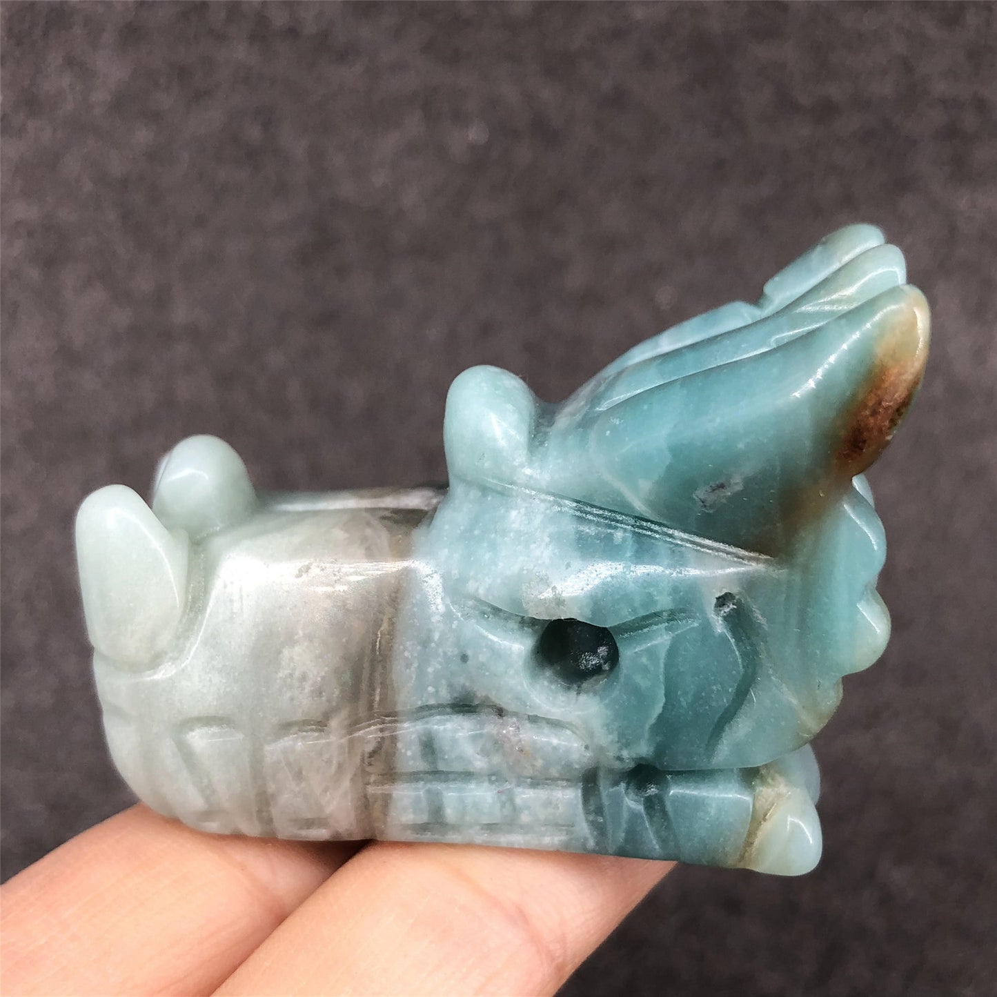 Tianhe Stone Dragon Head Figurine | Blue, 2 Inch