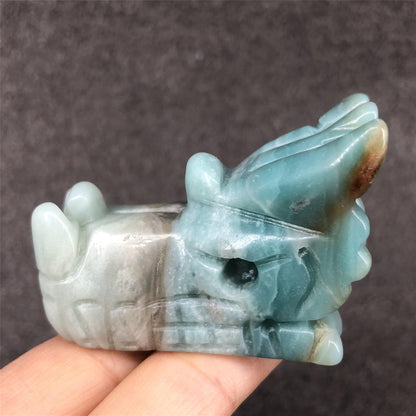 Tianhe Stone Dragon Head Figurine | Blue, 2 Inch