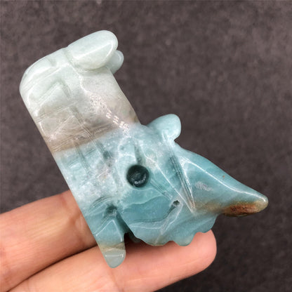 Tianhe Stone Dragon Head Figurine | Blue, 2 Inch