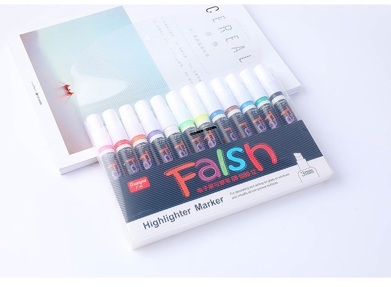 BrightMark 8 Color Fluorescent Board Marker 6mm Erasable