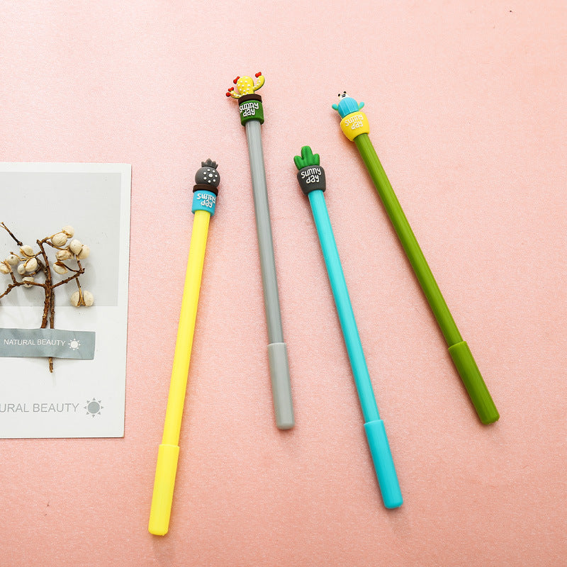 Potted Cactus Gel Pen — 3D Silicone Topper, 0.5mm
