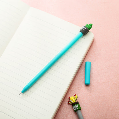 Potted Cactus Gel Pen — 3D Silicone Topper, 0.5mm
