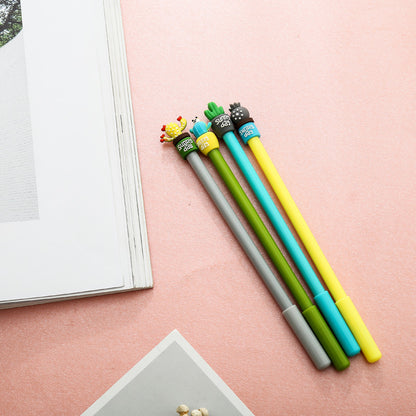Potted Cactus Gel Pen — 3D Silicone Topper, 0.5mm