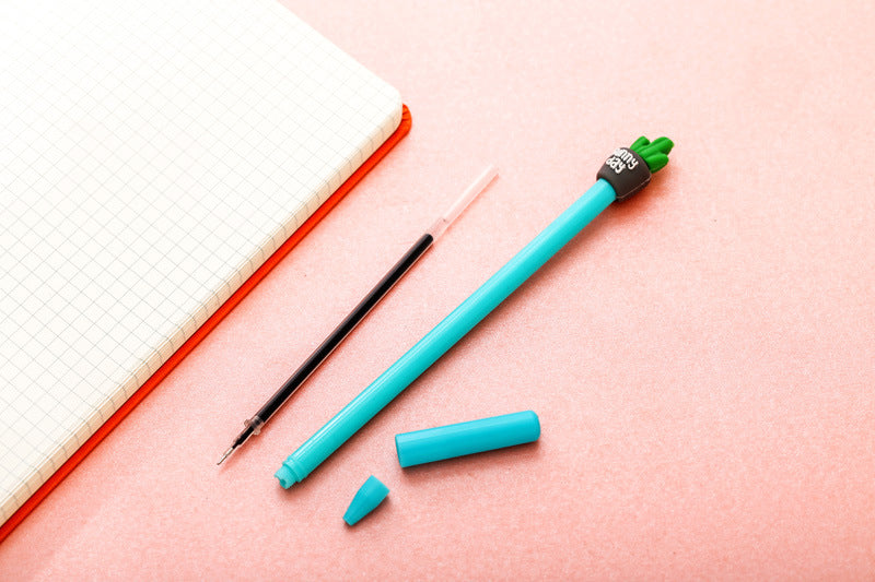 Potted Cactus Gel Pen — 3D Silicone Topper, 0.5mm