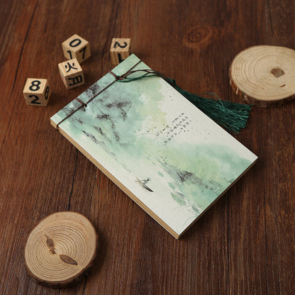 Qing Jun Blank Notebook With Tassels Kraft Cover 12 x 14.5cm