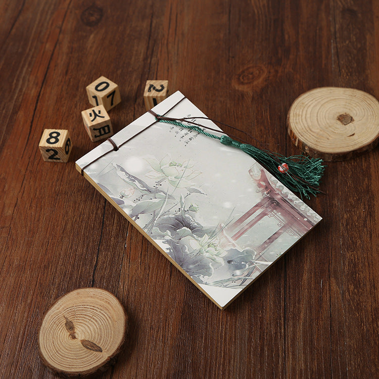 Qing Jun Blank Notebook With Tassels Kraft Cover 12 x 14.5cm