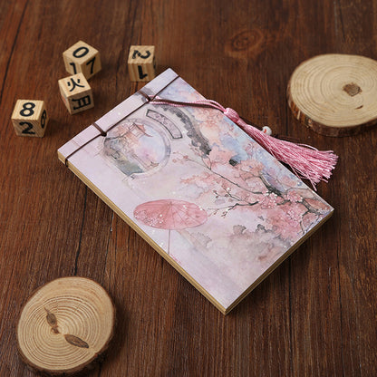 Qing Jun Blank Notebook With Tassels Kraft Cover 12 x 14.5cm