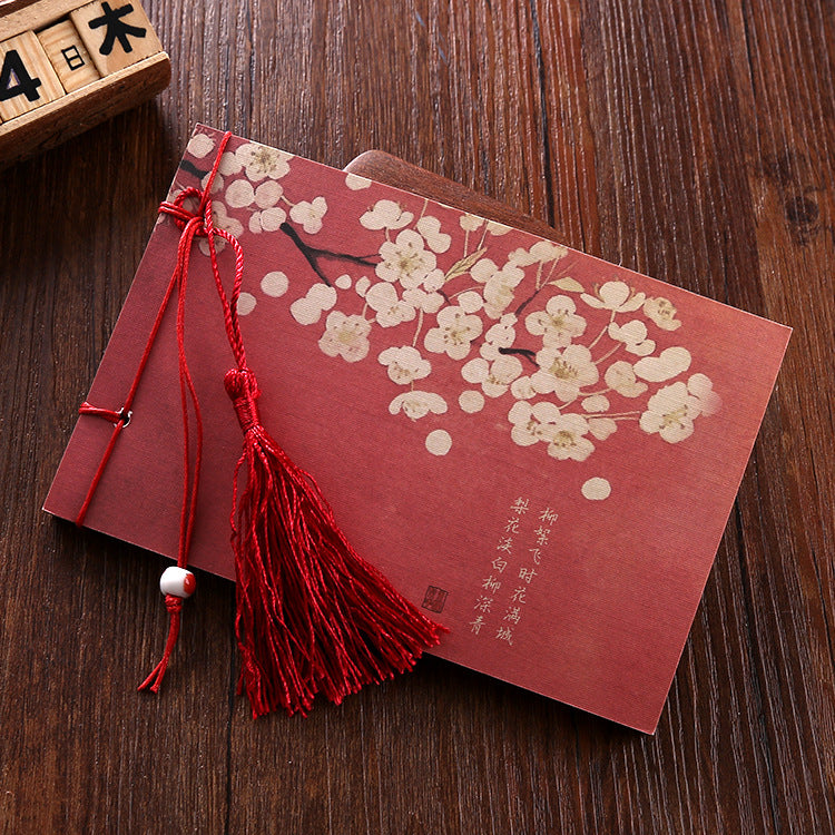 Qing Jun Blank Notebook With Tassels Kraft Cover 12 x 14.5cm