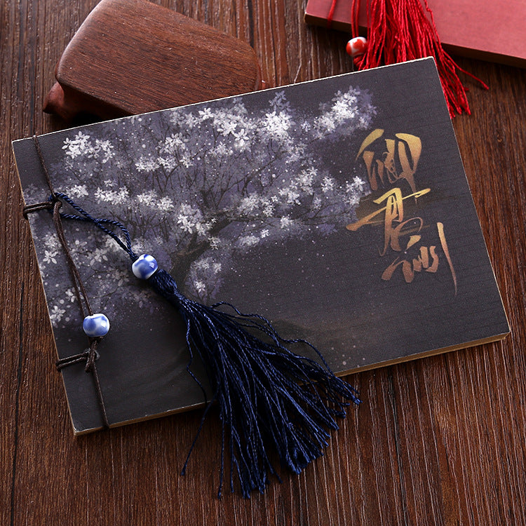 Qing Jun Blank Notebook With Tassels Kraft Cover 12 x 14.5cm