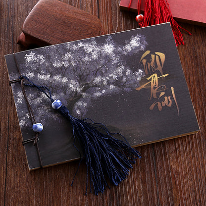 Qing Jun Blank Notebook With Tassels Kraft Cover 12 x 14.5cm