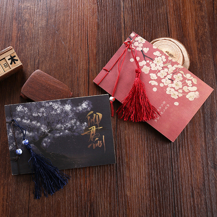 Qing Jun Blank Notebook With Tassels Kraft Cover 12 x 14.5cm