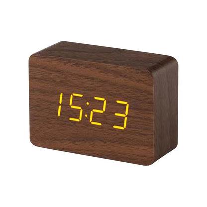 Wooden Digital Clock | Voice Controlled LED Alarm