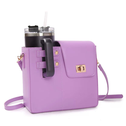 PU Insulated Beverage Bottle Bag | Pink, Medium Size