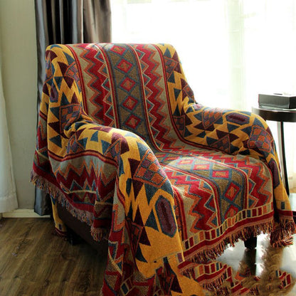 Cotton Blanket | Bohemian Geometric Tapestry, Flower Color