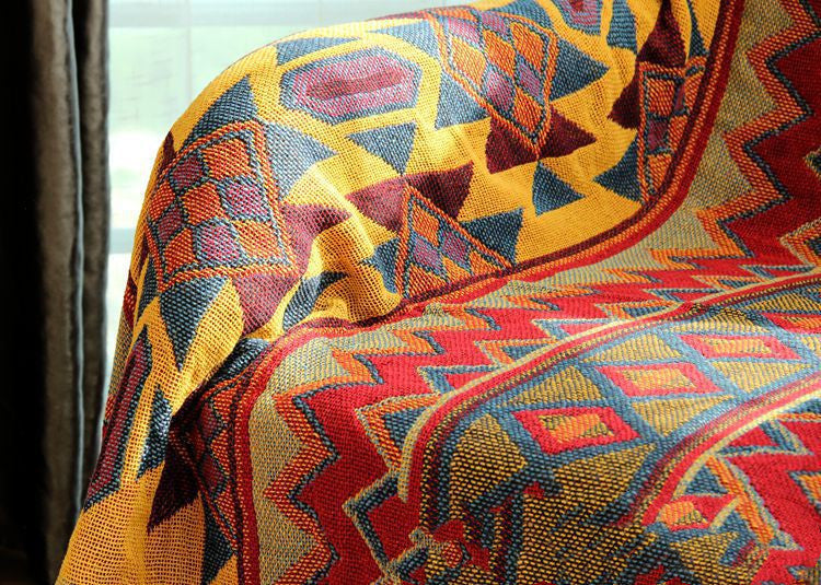 Cotton Blanket | Bohemian Geometric Tapestry, Flower Color