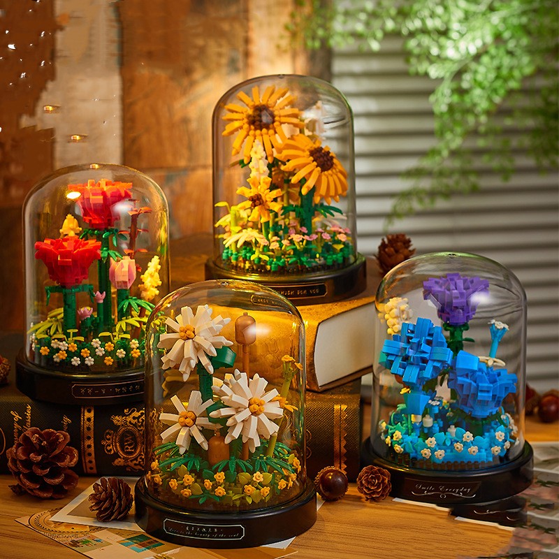 Plastic Building Block Rose Decoration Toys | Small Size