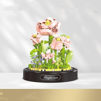 Plastic Building Block Rose Decoration Toys | Small Size