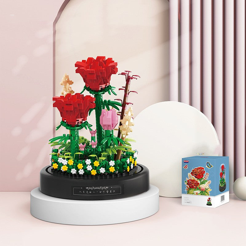 Plastic Building Block Rose Decoration Toys | Small Size