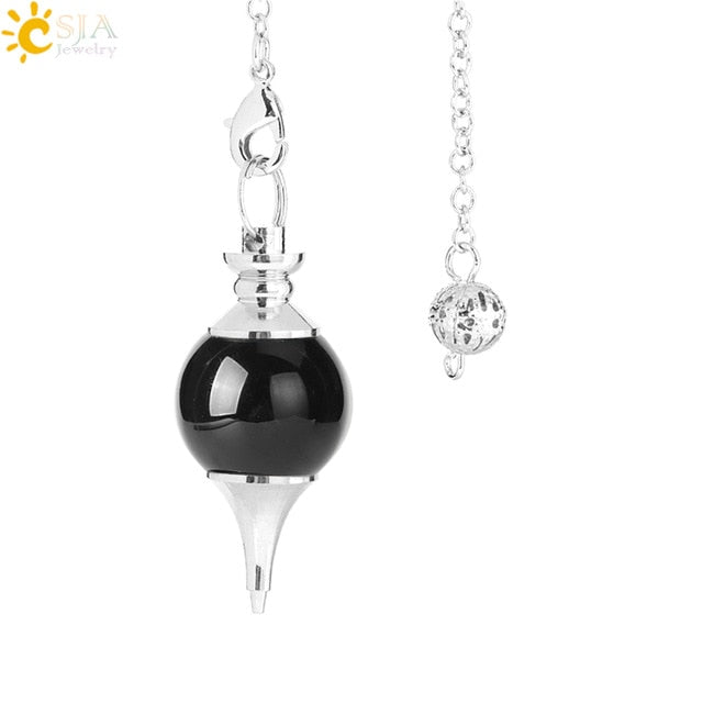 CSJA Balance Reiki Natural Stone Crystal Red Agates Dowsing Pendulum Circular Cone Charm Pendant