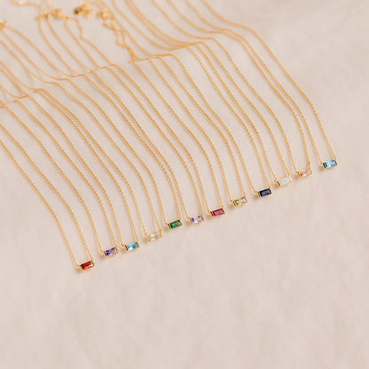 Stainless Steel Birthday Stone Necklace | Zirconia, 40+5cm