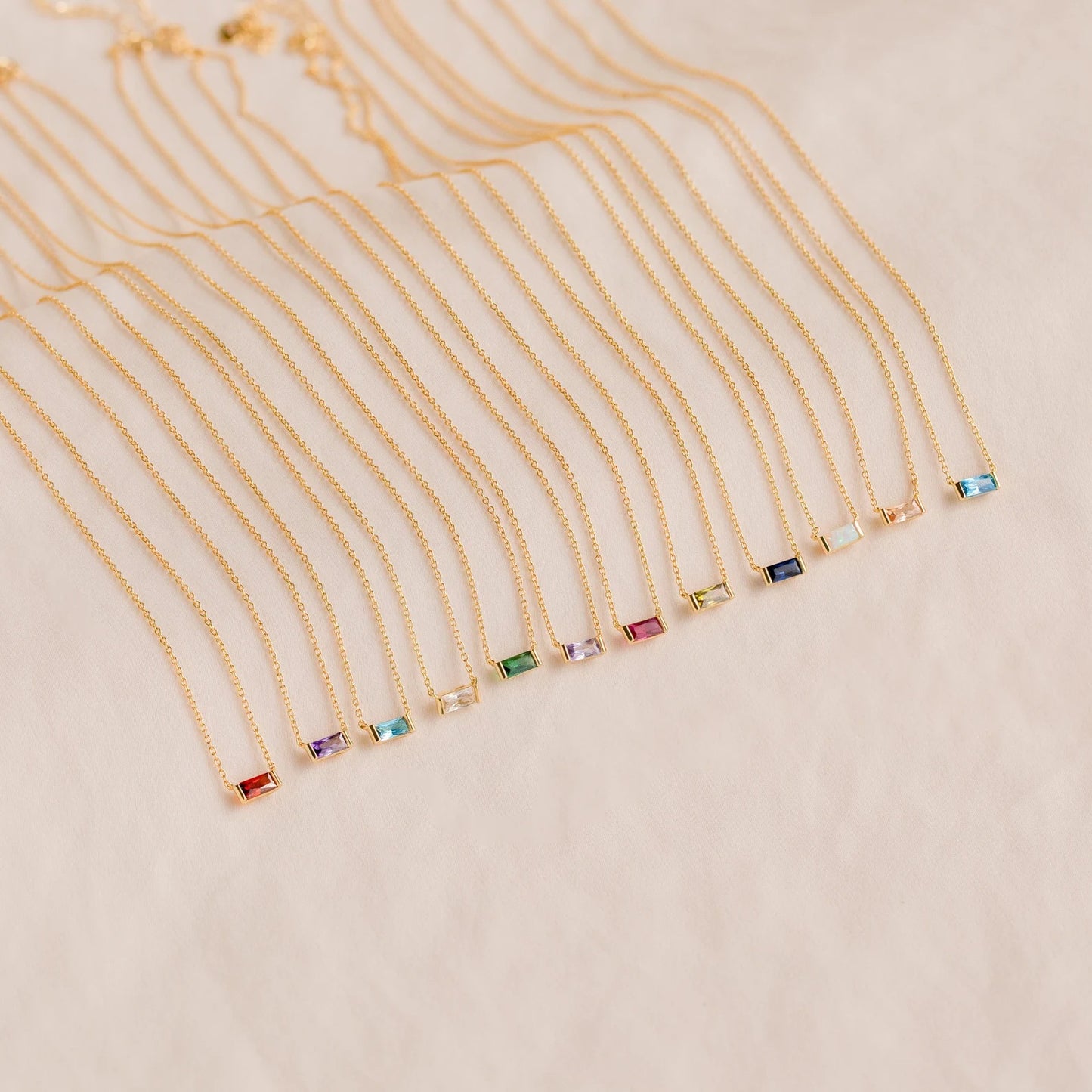 Stainless Steel Birthday Stone Necklace | Zirconia, 40+5cm